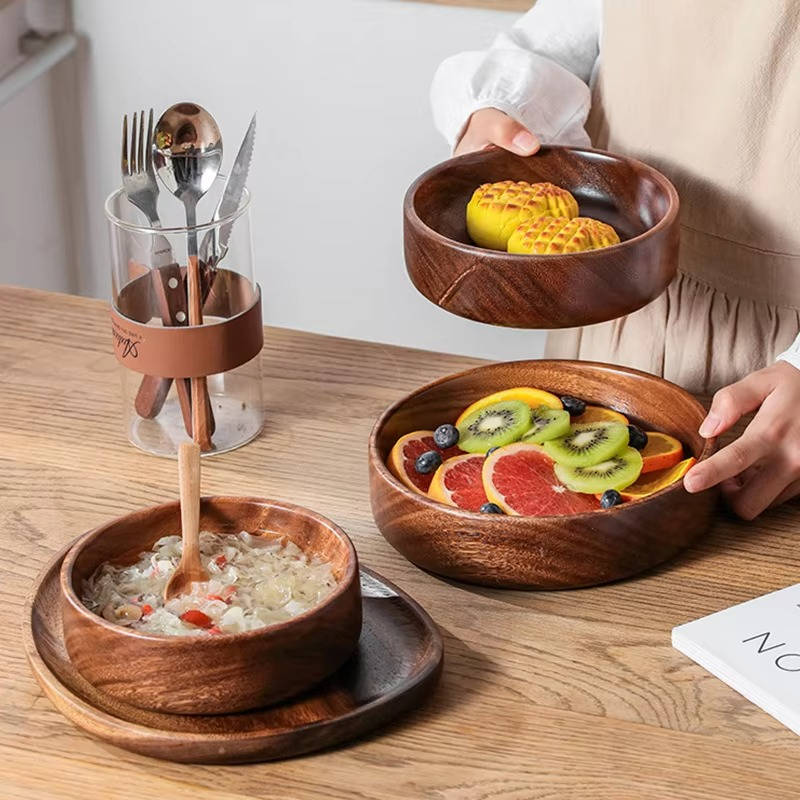 Large Walnut Wood Serving Bowl – Smooth Polished Multipurpose Culinary Dish for Fruits and Salads 4