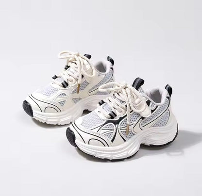 Comfortable Boys Girls Sneakers Black White