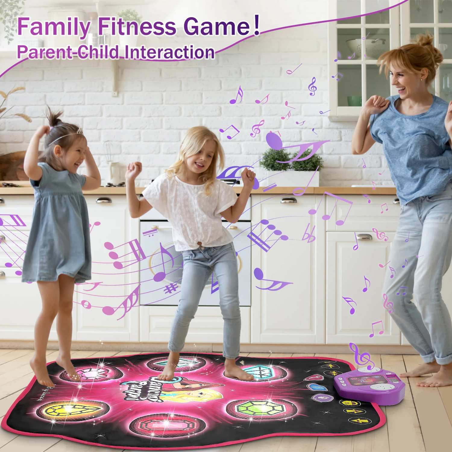 Light-Up Dance Mat for Kids, Bluetooth Music, Rechargeable Game Pad