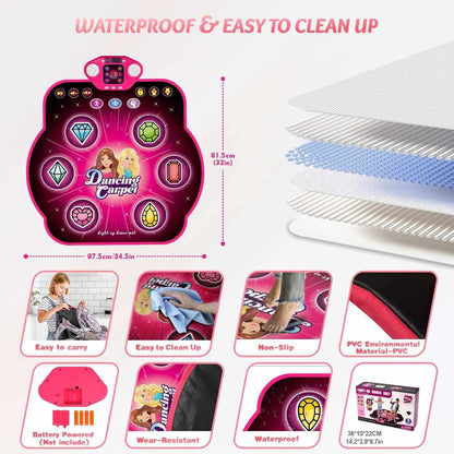 Light-Up Dance Mat for Kids, Bluetooth Music, Rechargeable Game Pad
