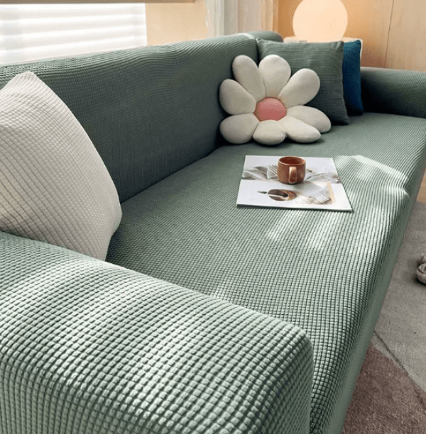 Lightweight Non-Slip Sofa Cover in Ribbed Jacquard Fabric – Stylish Couch Slipcover for Protection and Easy Care 1