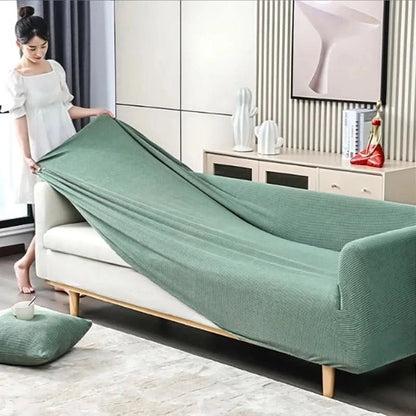 Lightweight Non-Slip Sofa Cover in Ribbed Jacquard Fabric – Stylish Couch Slipcover for Protection and Easy Care 4