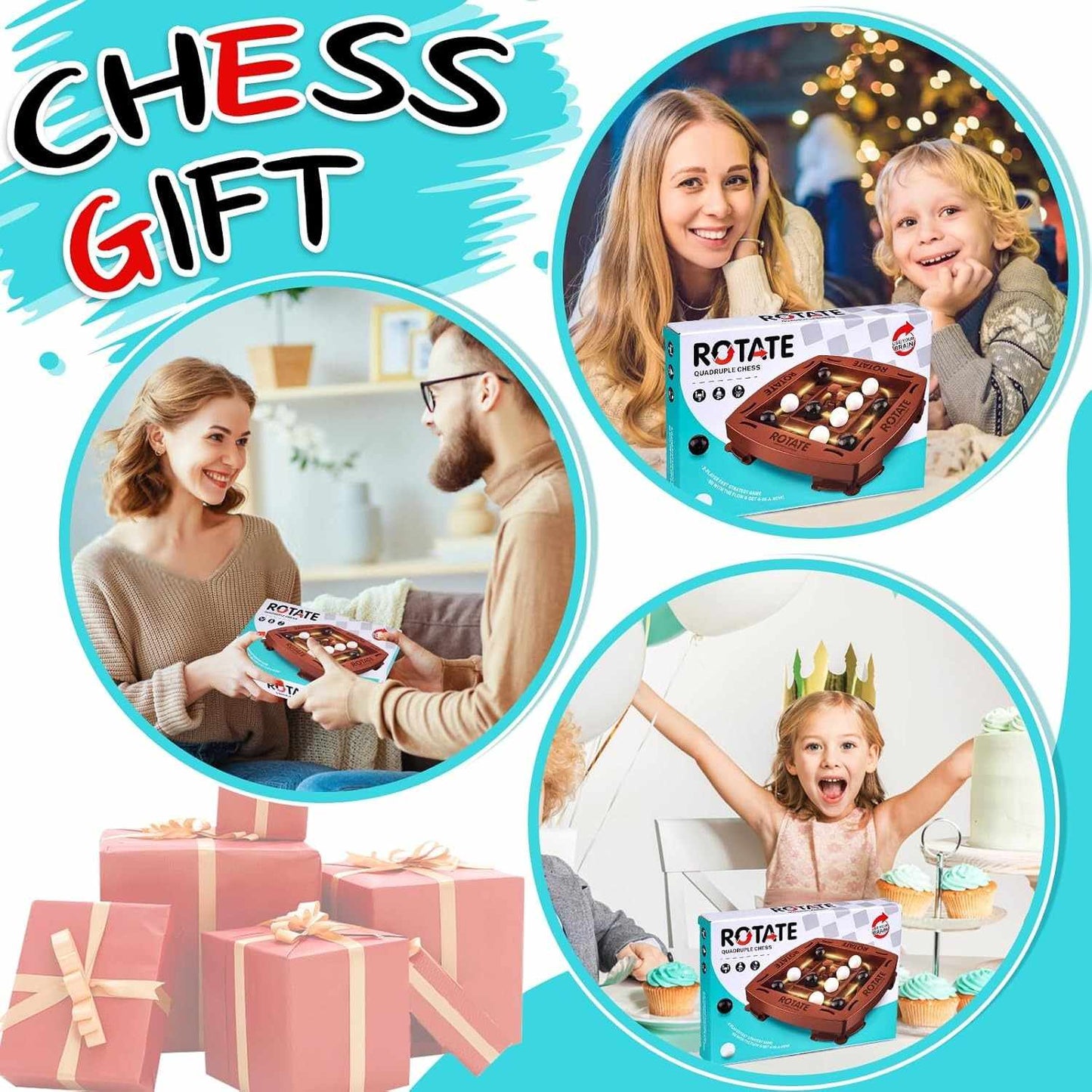 Logic Chess Track Game with Rotating Board, Goal-Oriented Play, Safe & Portable Fun for Kids 3+
