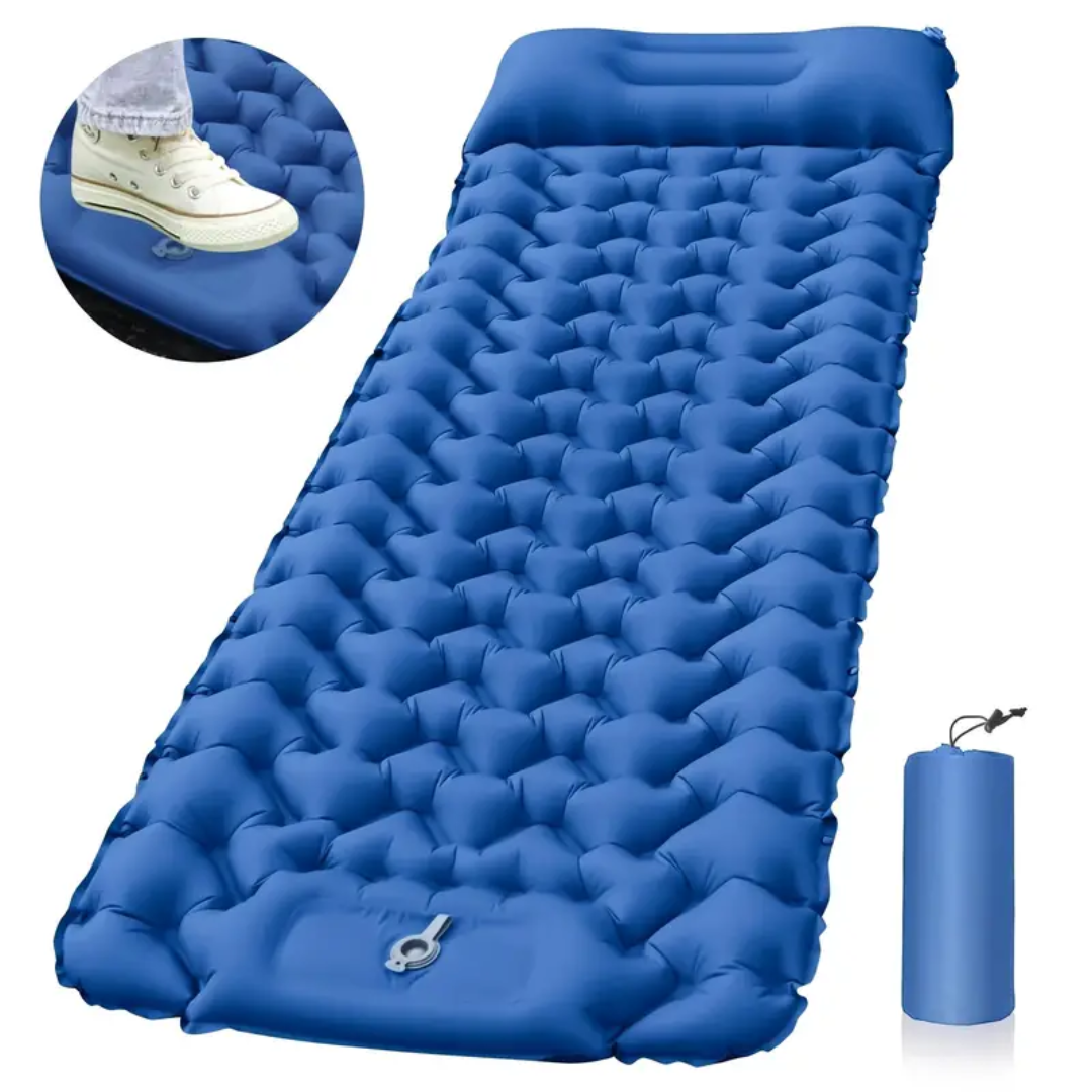 Portable Inflatable Camp Sleeping Pad with Fast Pump