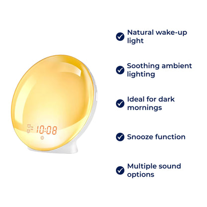 Wake Up Light Alarm Clock with Simulated Sunrise