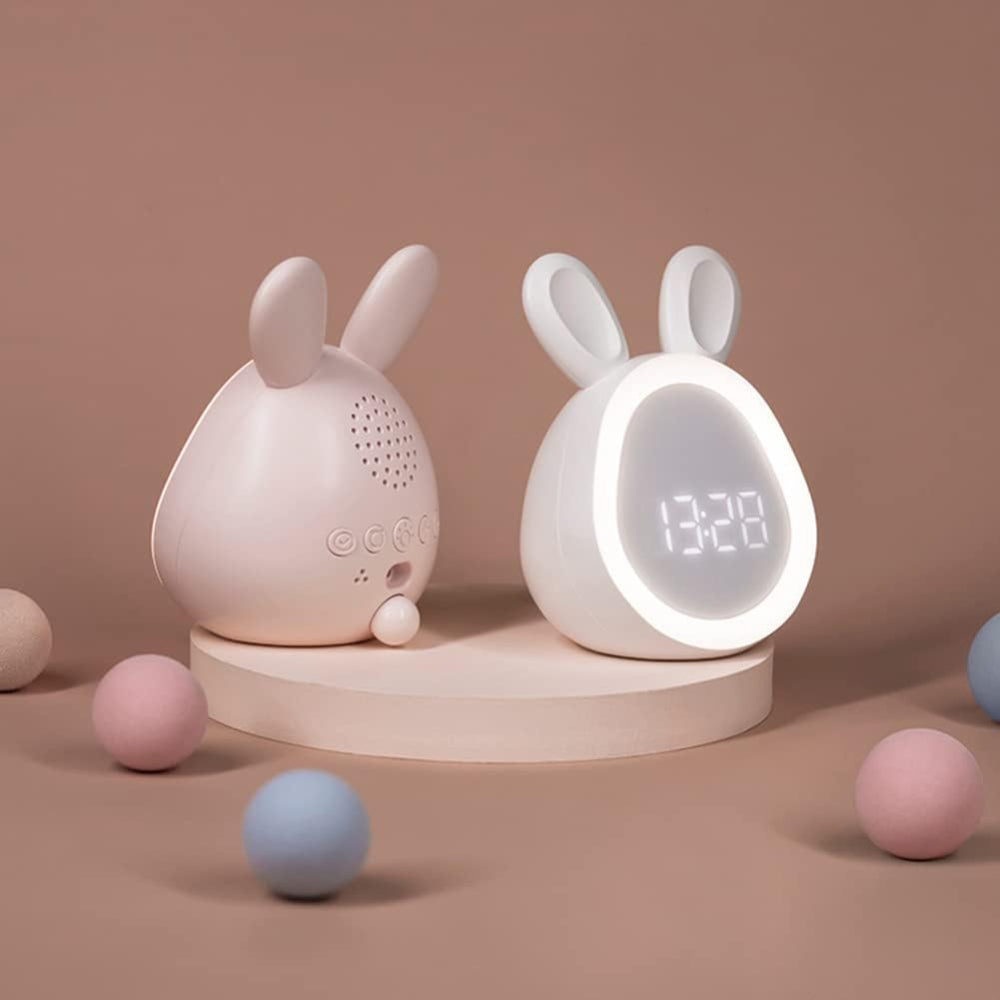 Fun Childrens Clock Bunny Night Light with Soft Wake Up - Halri