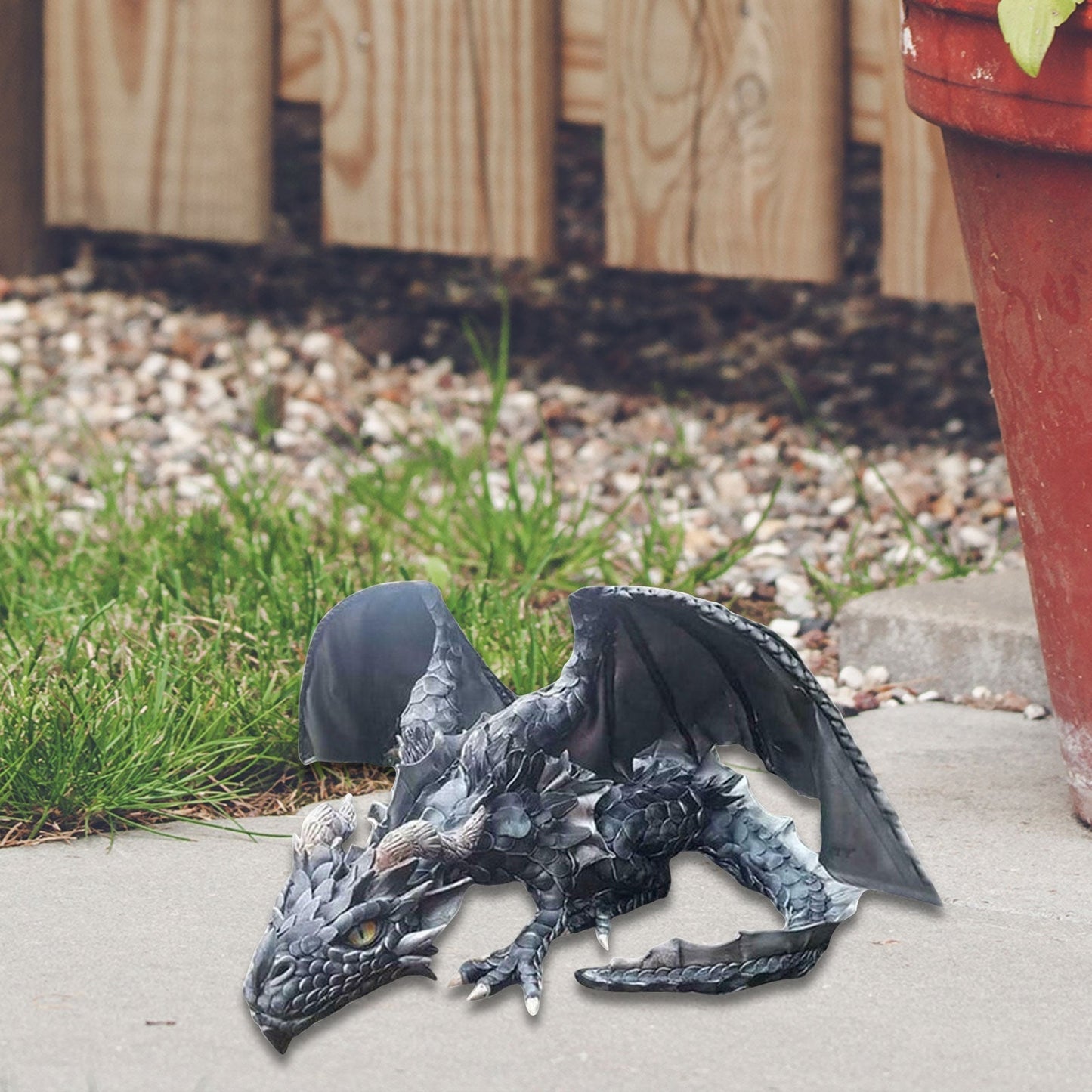 Mystic Dragon Protector Figurine: Dark Garden Decor