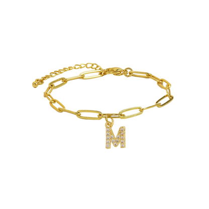 Delicate Initial Paperclip Charm Bracelet