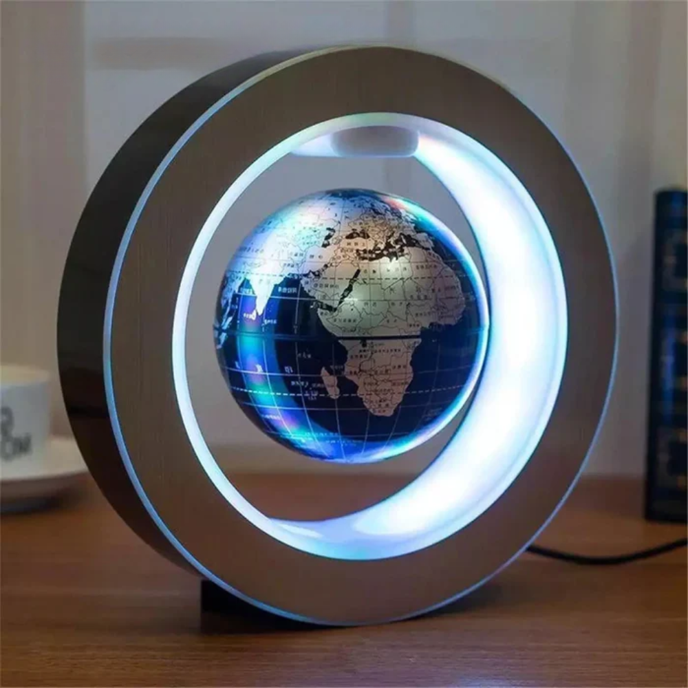 Illuminated Floating Globe with LED Light for Home Decor - Halri