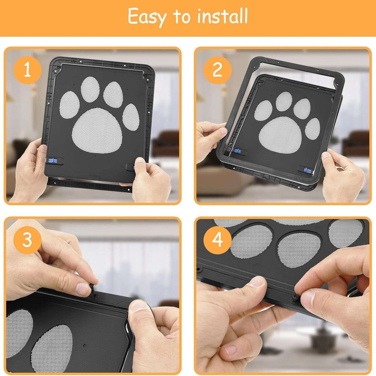 Magnetic Locking Cat and Dog Door with ABS Flap for Cats & Small Dogs, Easy Installation, Scratch Resistant