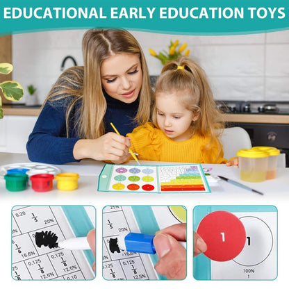Magnetic Montessori Fraction Puzzle, Wooden Math Learning Game with Magnetic Tiles & Circles, Safe for Ages 3+