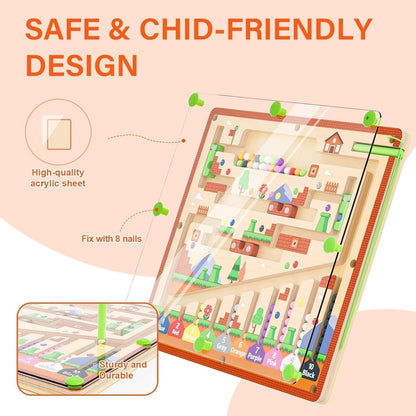 Magnetic Montessori Maze, Fine Motor Skill Toy, Compact and Portable, Safe for Ages 3+