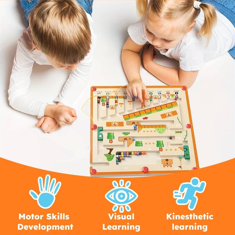 Magnetic Montessori Maze, Fine Motor Skill Toy, Compact and Portable, Safe for Ages 3+