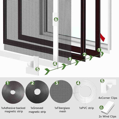Magnetic Window Screen - Adjustable Fly Screen for Windows With Breathable, Easy Install, Adjustable, Self-Adhesive