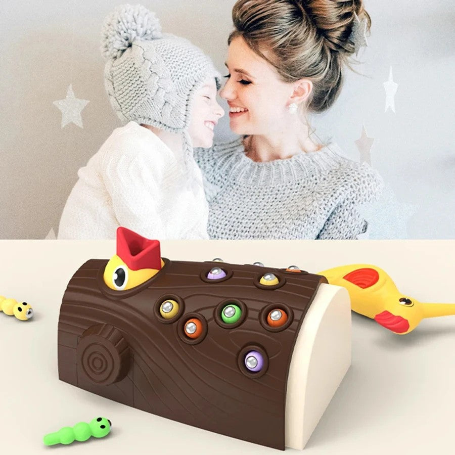 Magnetic Woodpecker Catching Game with Educational Toy with Colorful Worms, Safe for  Ages 1+