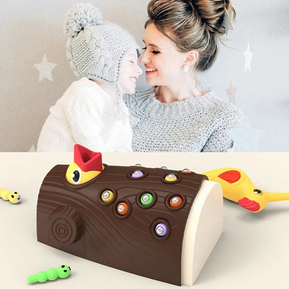 Magnetic Woodpecker Catching Game with Educational Toy with Colorful Worms, Safe for  Ages 1+