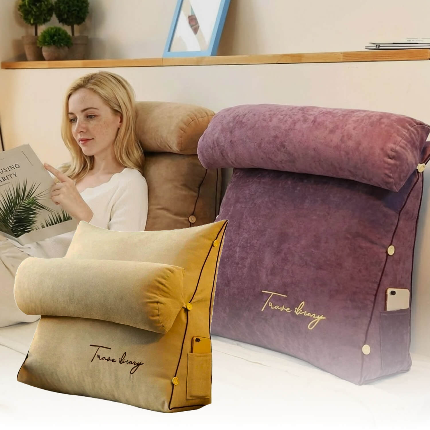 Comfortable Bed Back Pillow for Reading and TV - Halri
