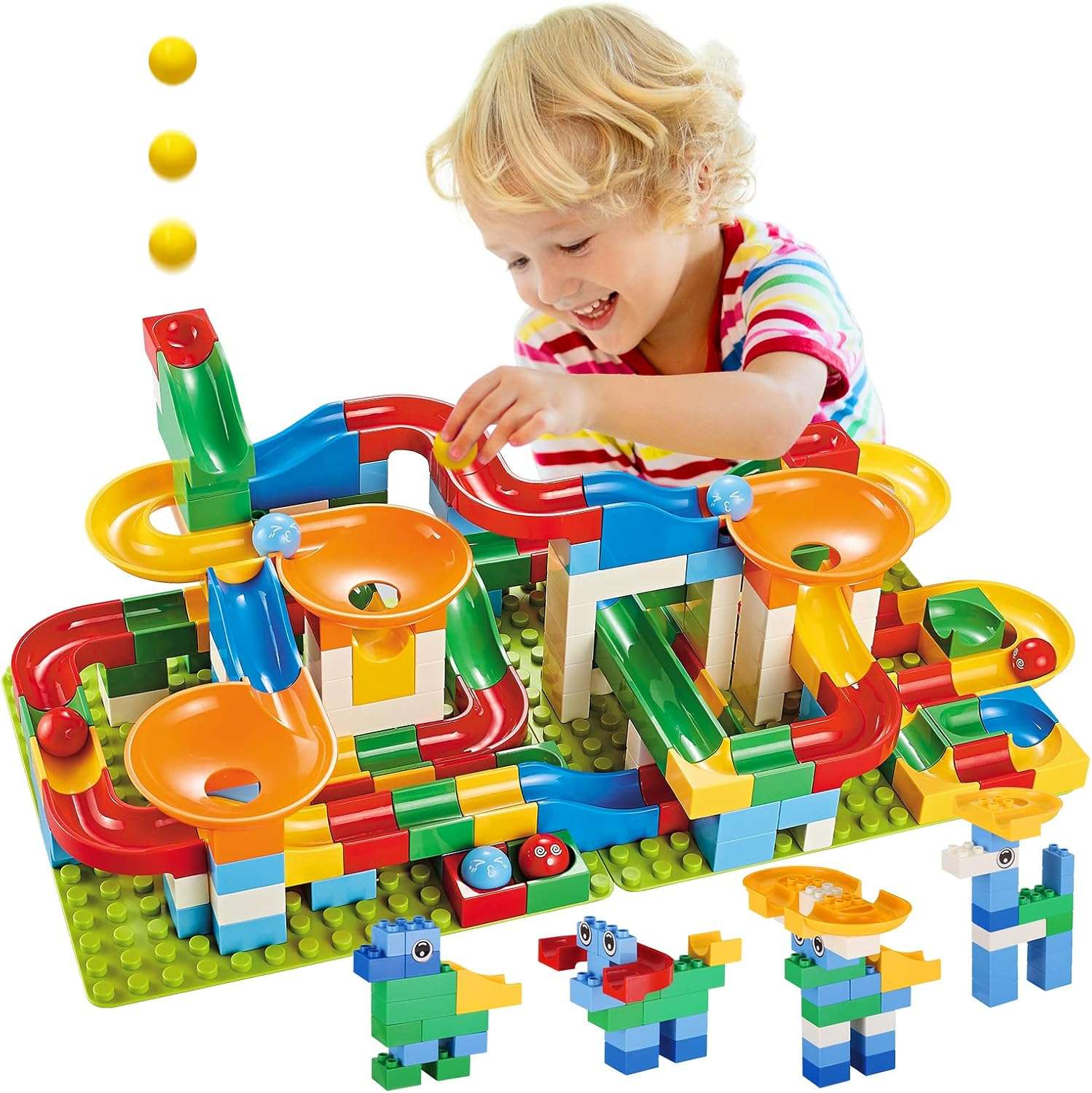 Fun Kids Building Blocks Set Marble Run Starter Kit - Halri