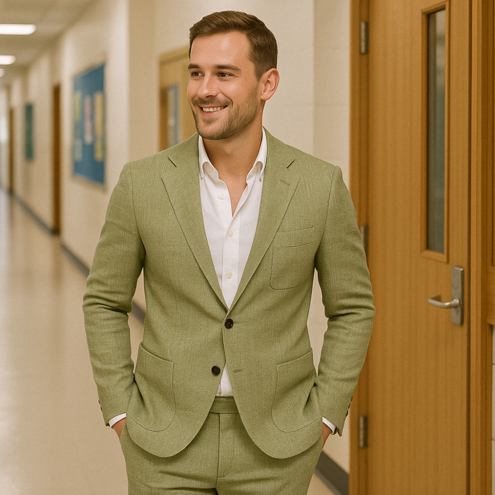 Breathable Men's Linen Suit – Classic Fit Summer Jacket Set