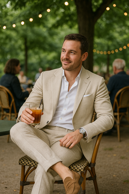 Breathable Men's Linen Suit – Classic Fit Summer Jacket Set