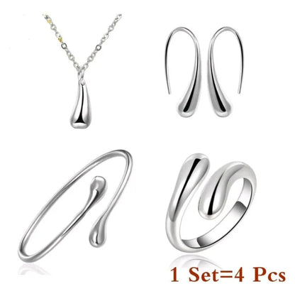 Elegant 4pc Silver Jewelry Set – 925 Sterling Silver