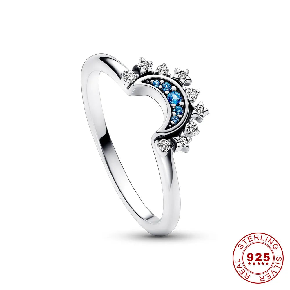 Sparkling Crystal Silver Astrology Ring Set
