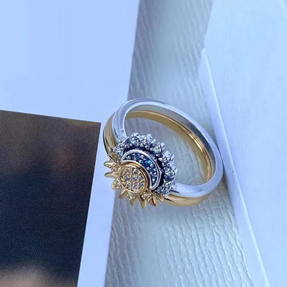 Sparkling Crystal Silver Astrology Ring Set