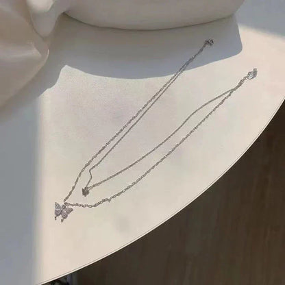 Elegant Silver Stacked Necklace Set
