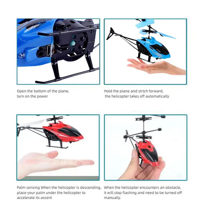 Mini Remote Control Helicopter Toy, Rechargeable, Fall-Resistant, LED Lights, Safe for Ages 3+