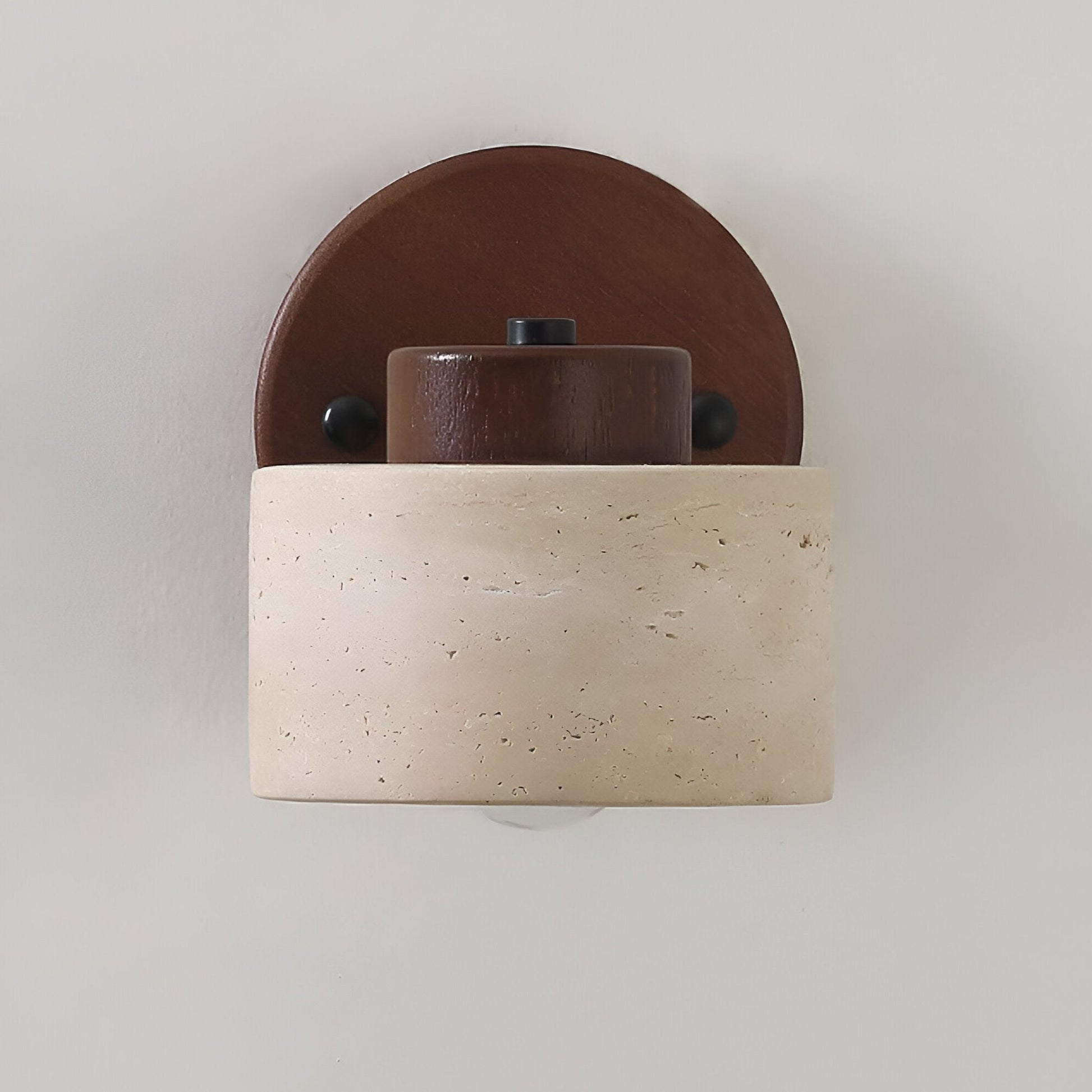 Simple LED Wooden Wall Lamp with Stone Accent - Halri