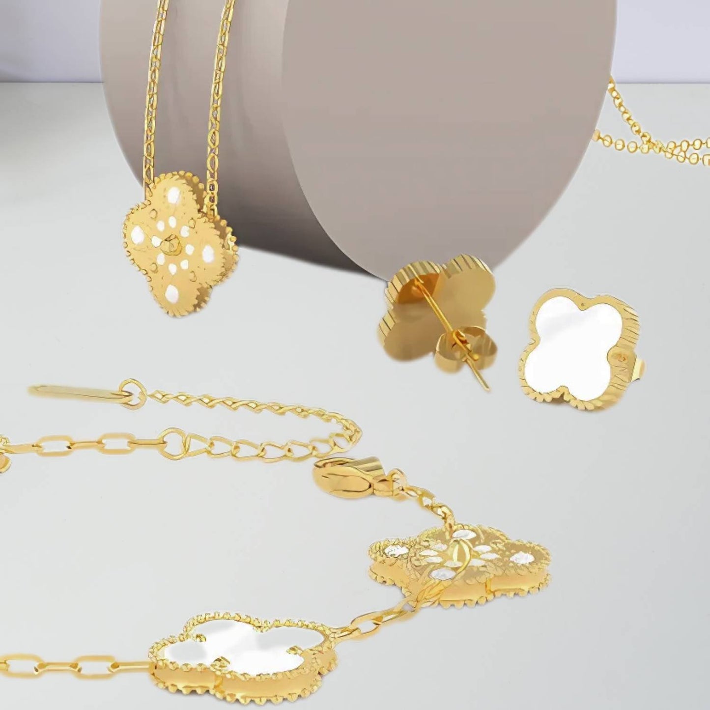 Simple Elegant Jewelry Set Necklace, Bracelet, Earrings