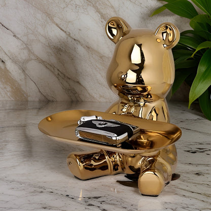 Stylish Ceramic Bear Serving Tray for Living Room - Halri