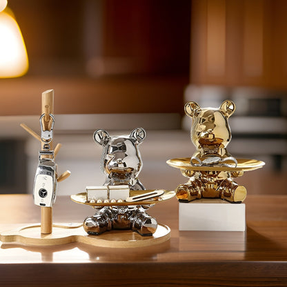 Modern Ceramic Bear Decorative Tray for Coffee Table – 18cm x 18.5cm, Elegant Home Decor 6