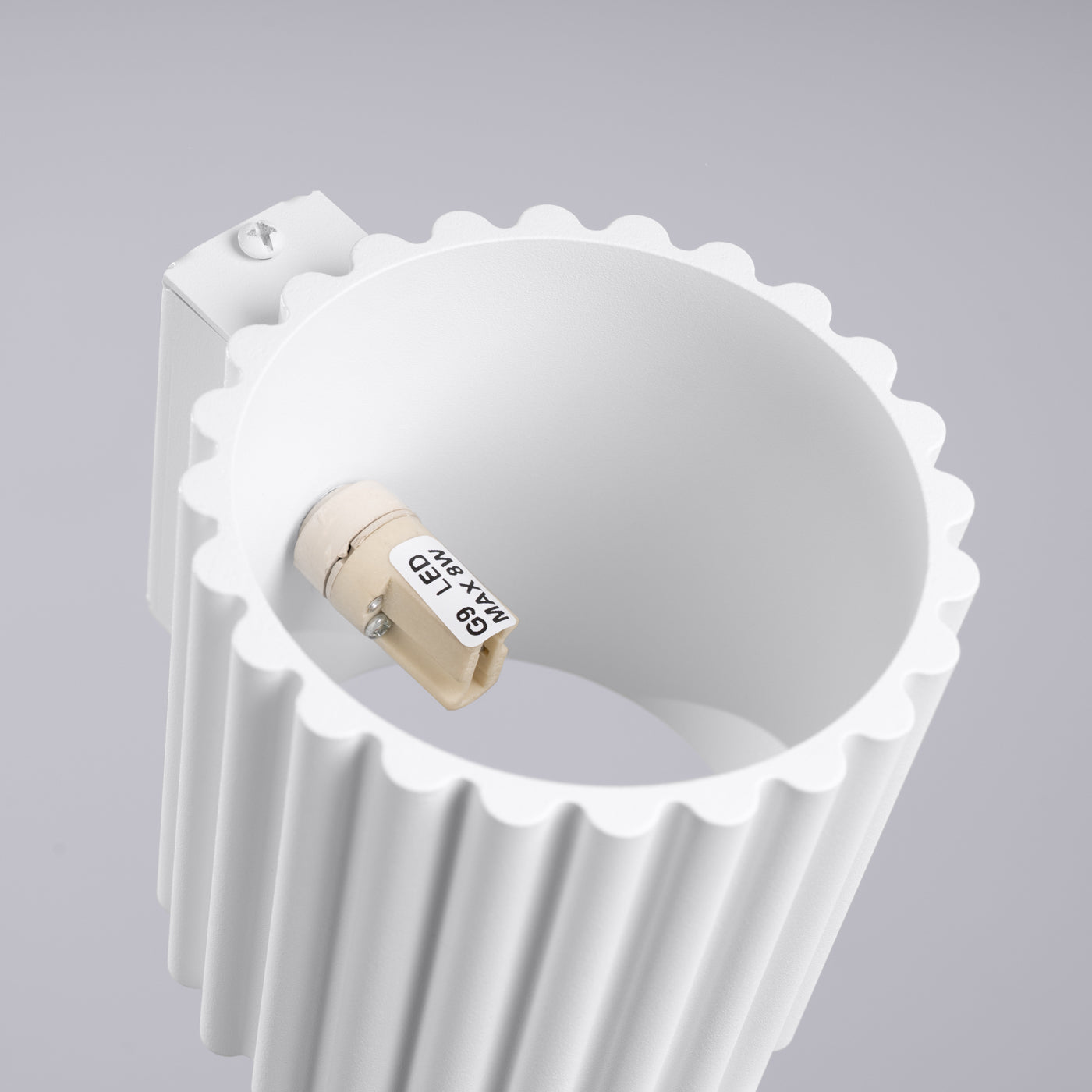 White LED light fixture on a gray background