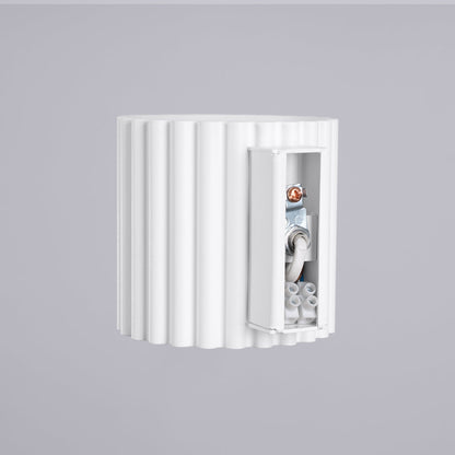 White wall-mounted electrical box with a gray background