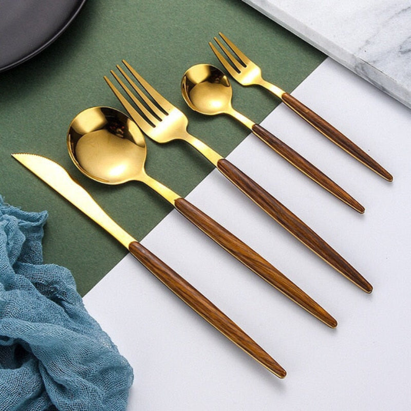 Luxury Wooden 5-Piece Cutlery Set - Halri