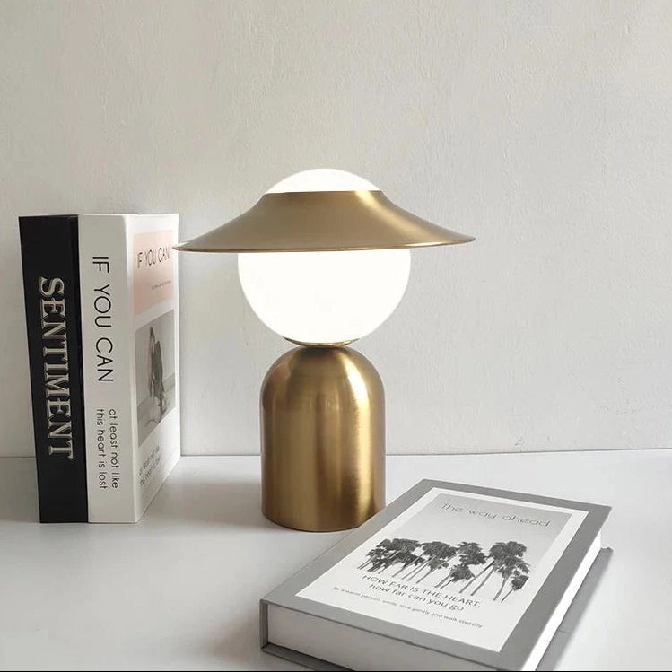 Luxury LED Table Lamp with Metal Base and Glass Shade - Halri