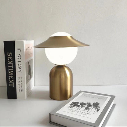 Luxury LED Table Lamp with Metal Base and Glass Shade - Halri