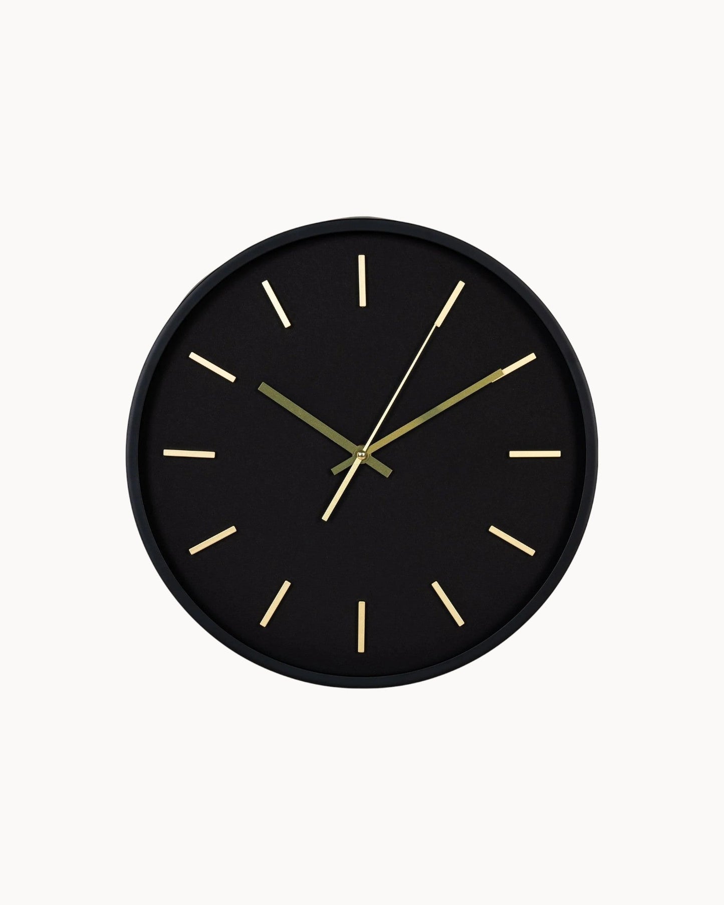 Simple Round Black Wall Clock 35cm Diameter - Halri