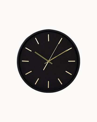 Simple Round Black Wall Clock 35cm Diameter - Halri