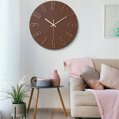 Stylish Silent Wall Clock with 3D Numbers - Halri