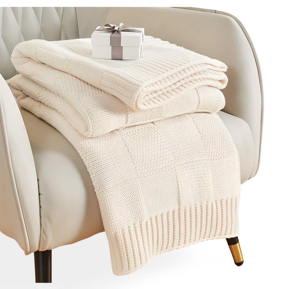 Cozy Plaid Knitted Blanket Black and White - Halri
