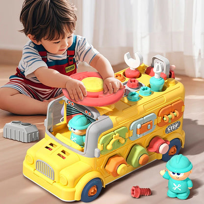 Learning Bus Toy for Kids with Matching Gears & Tools - Halri