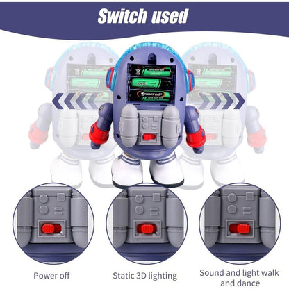 Montessori Electric Space Duck Music Toy with LED Lights, 2 Play Modes, Rotating and Dancing, Safe for Ages 6+ Months