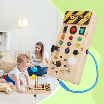 Educational Wooden Activity Board with LED Lights for Toddlers - Halri