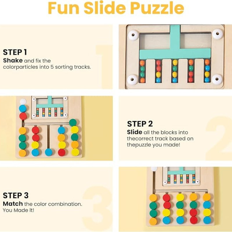 Montessori Wooden Color Matching Puzzle Toy, Logic and Thinking Training, Hand Eye Coordination, Safe for Ages 3+