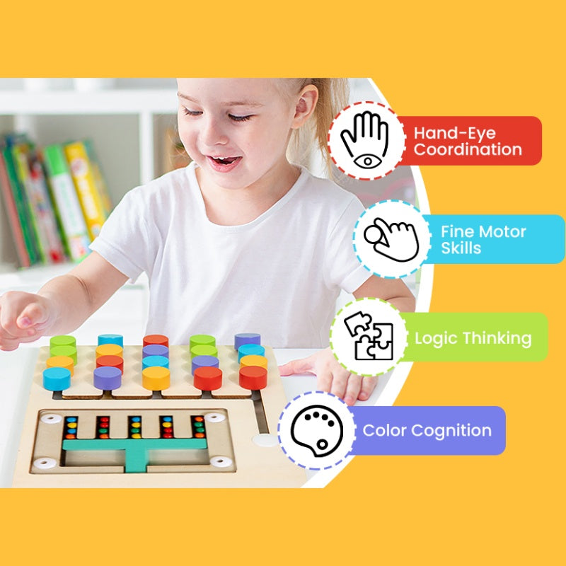 Montessori Wooden Color Matching Puzzle Toy, Logic and Thinking Training, Hand Eye Coordination, Safe for Ages 3+