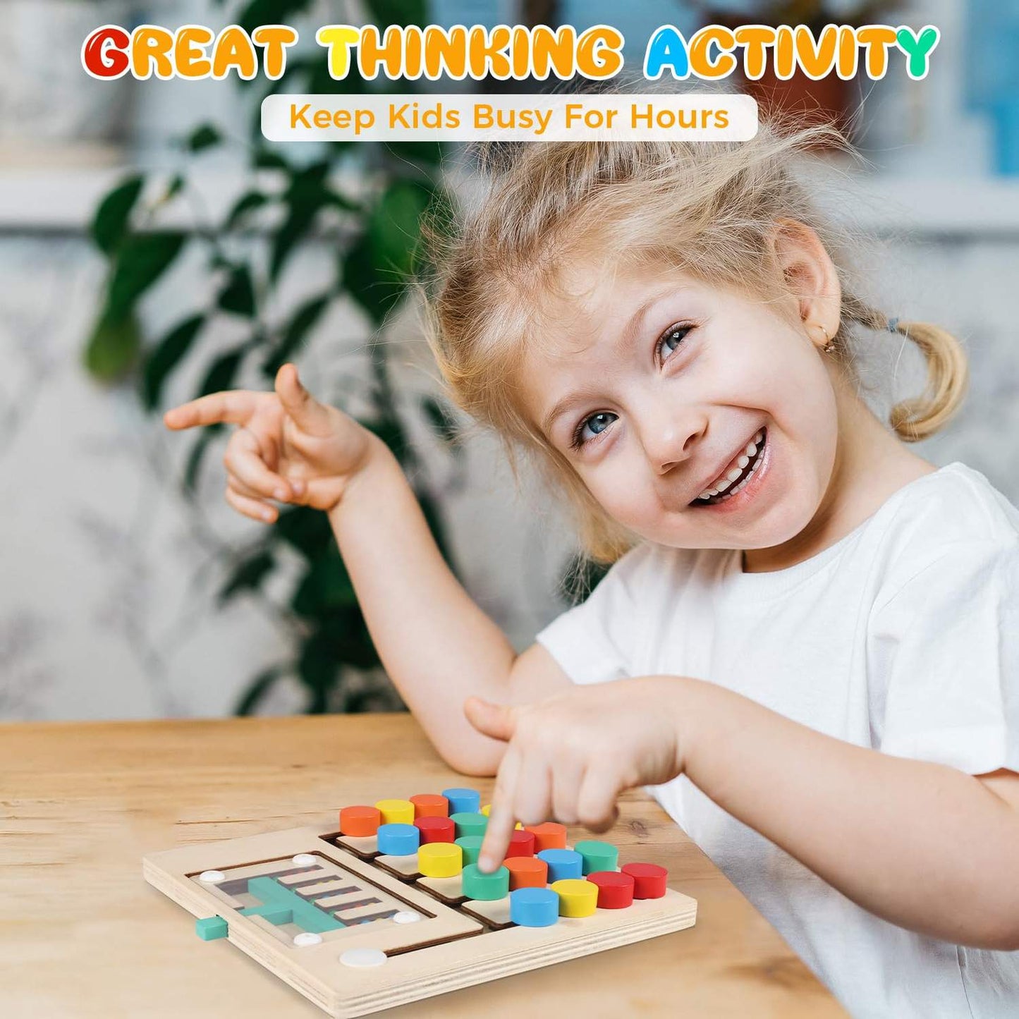 Montessori Wooden Color Matching Puzzle Toy, Logic and Thinking Training, Hand Eye Coordination, Safe for Ages 3+