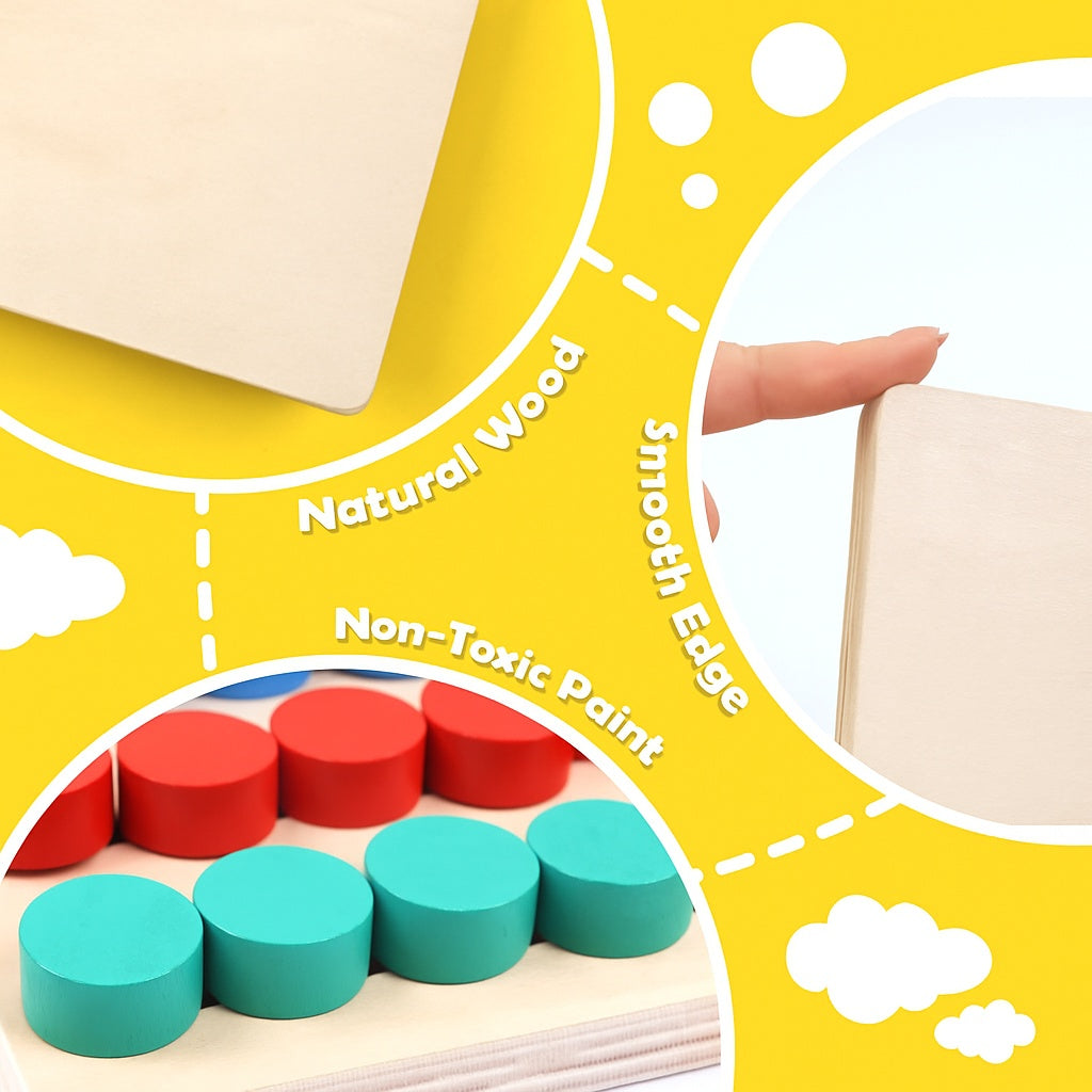 Montessori Wooden Color Matching Puzzle Toy, Logic and Thinking Training, Hand Eye Coordination, Safe for Ages 3+