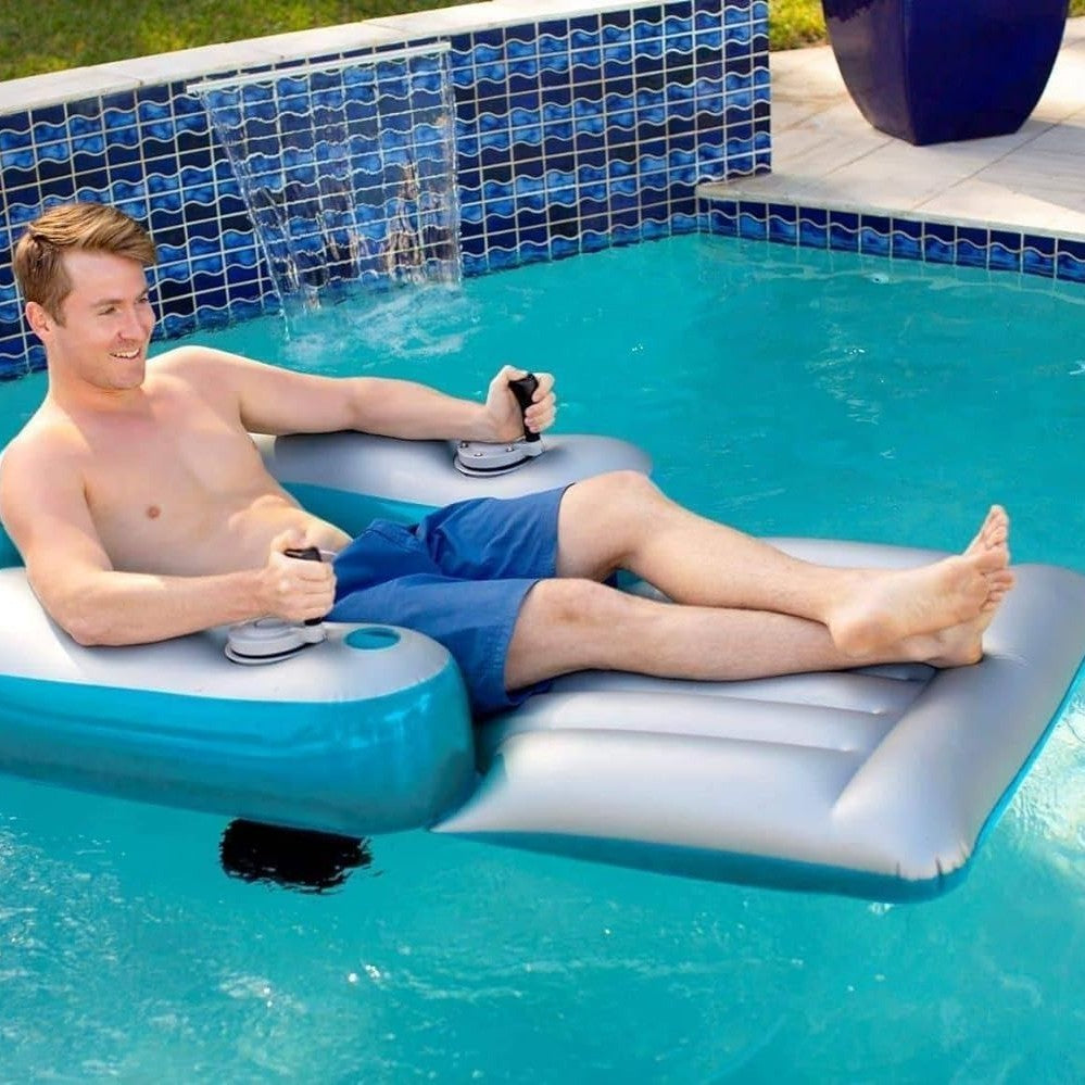 Motorized Splash Pool Runner Lounger – Inflatable Ride-On Water Float with Built-in Motor for Pool Fun & Outdoor Wet Adventures